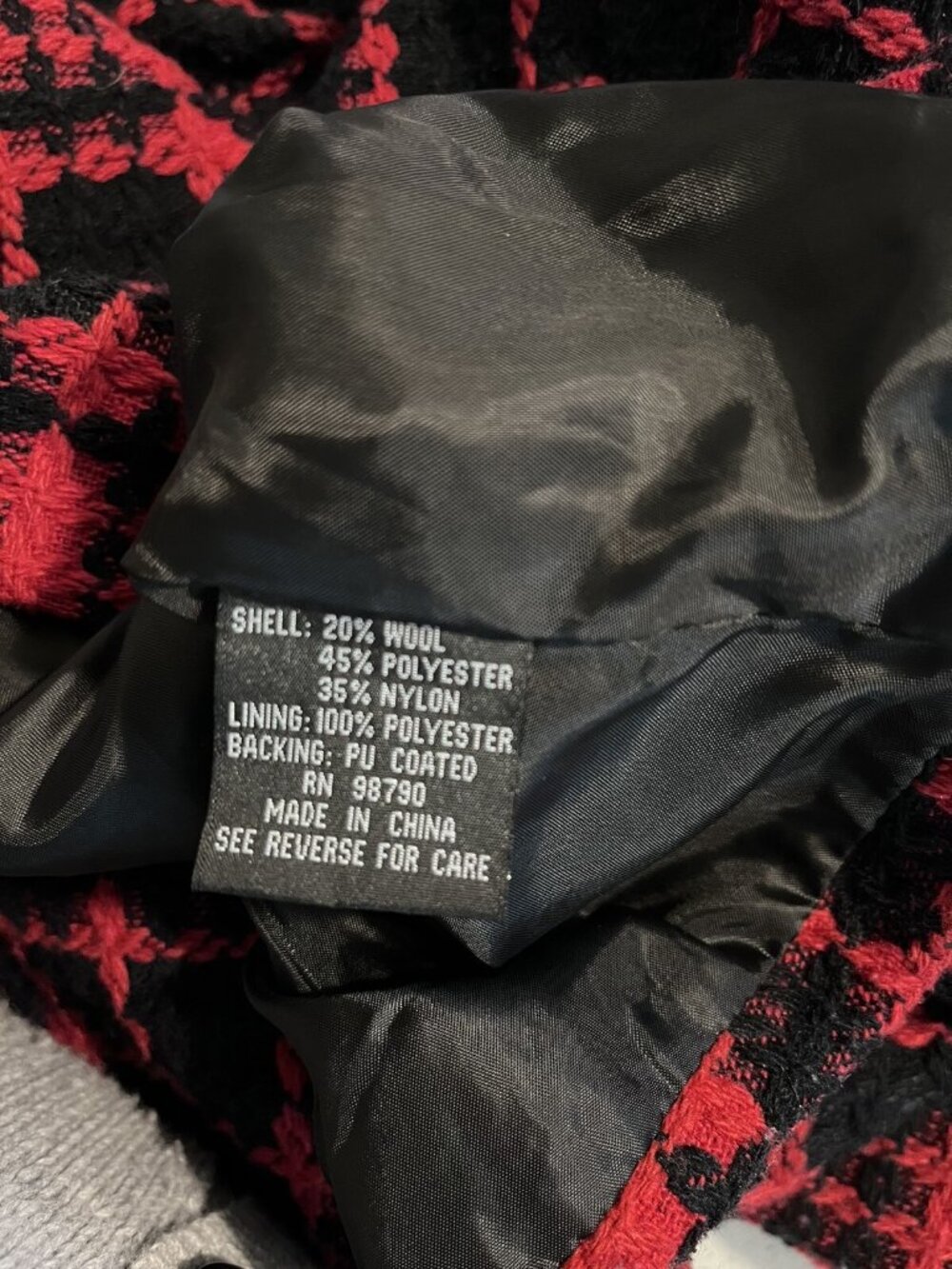 Oleg Cassini Vintage Plaid Wool Blend Lady Jacket Size M Jackie O Style Red Blk - Picture 14 of 14